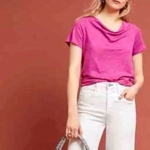 MAEVE Pink Open Back Linen Tee